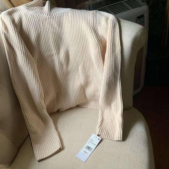 FRENCH CONNECTION Mozart Cotton Mock Neck Relaxed fit Sweater Size Medium NWT - Picture 13 of 14